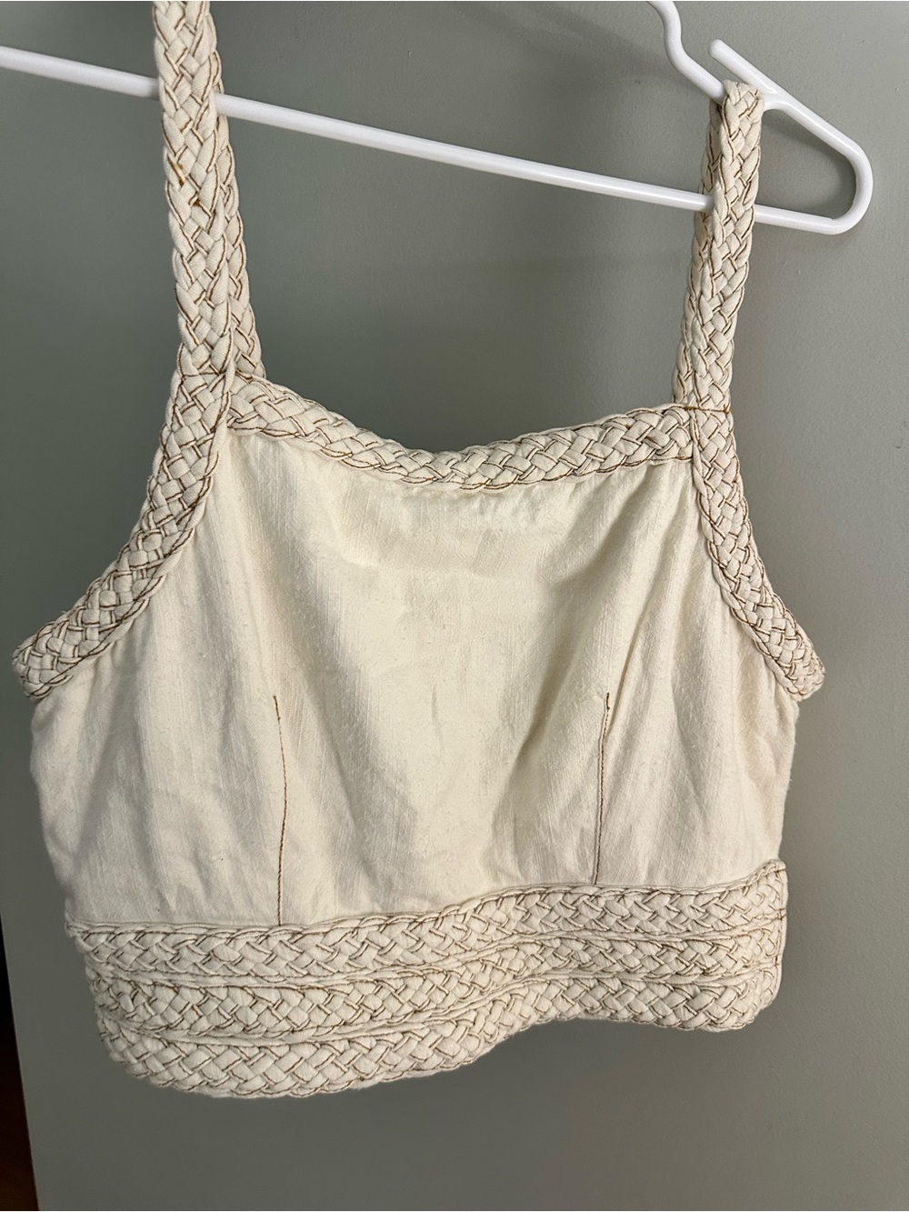 Pilcro Cream Braided Strap Crop Top